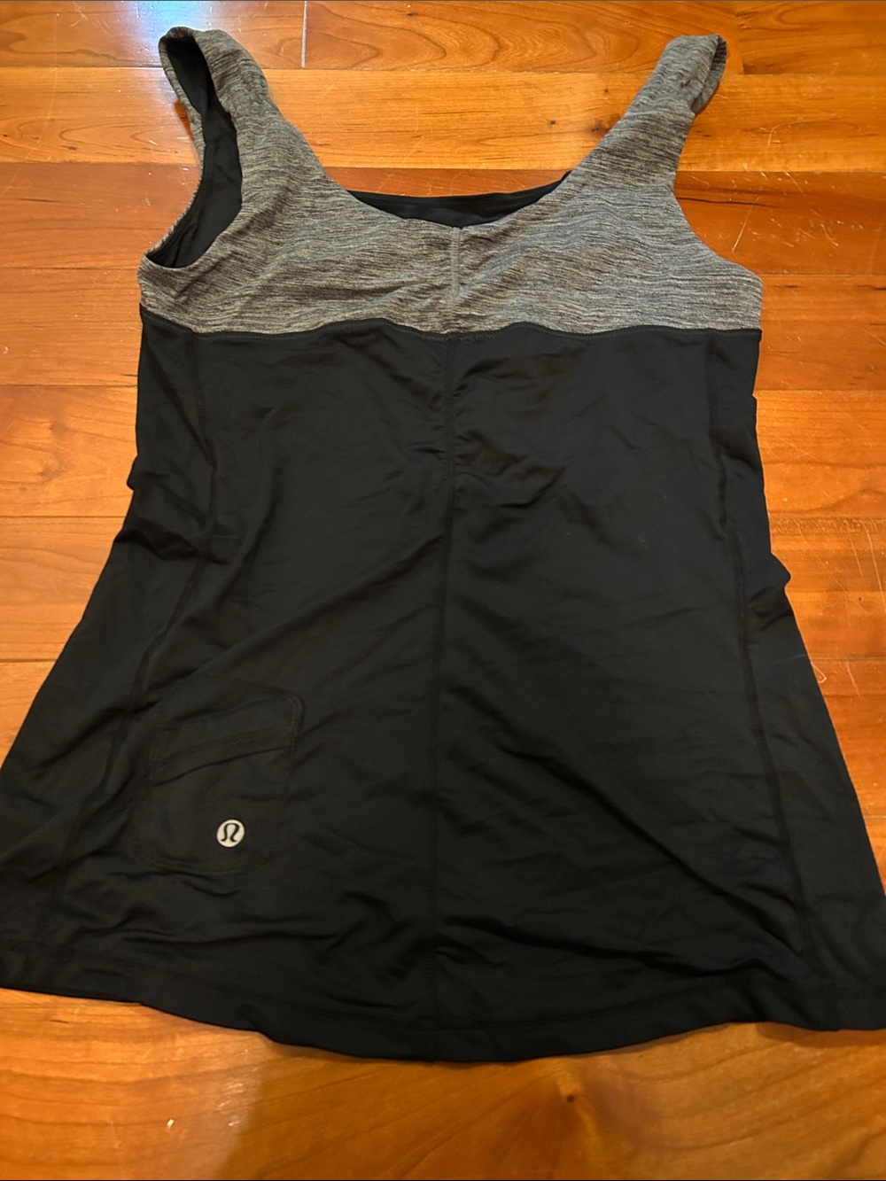 lululemon athletica Black and Gray Scoop-Neck Tank with Shelf Bra